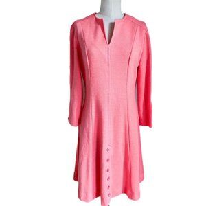 Vintage 60s Coral Pink A Line Knit Dress 💕 Mod Princess Seam